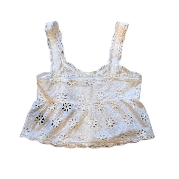 The Kooples Eyelet Cropped Blouse White FR 2 / US M NWT - Picture 2 of 6
